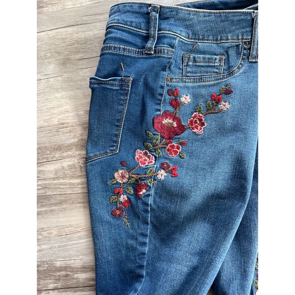 MOSSIMO Womens Denim High Rise Jegging Jeans size 6/28 Navy Blue Floral AJ09 - Picture 3 of 7